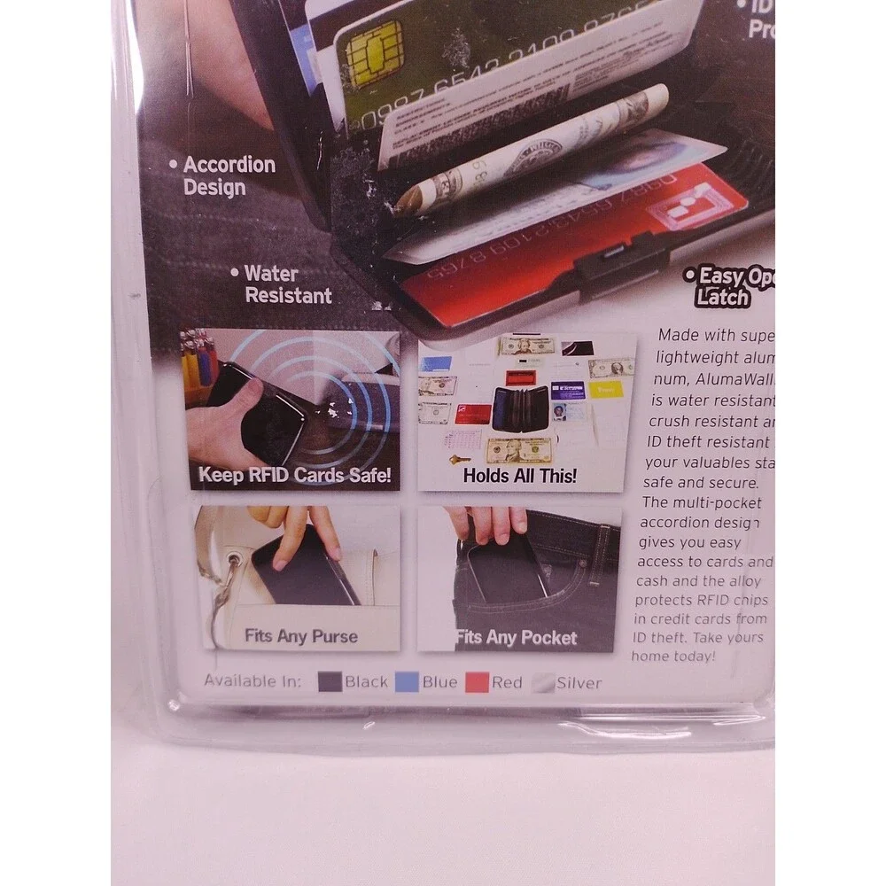 Telebrands Aluma Wallet Black RFID Blocking Waterproof Credit Card Case NEW
